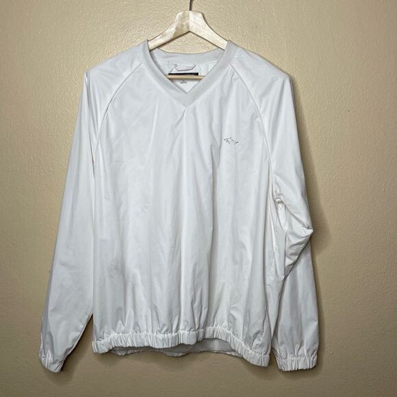 Greg Norman Jacket Mens Large White Windbreaker Mesh Lined Golf Golfing - Picture 1 of 9